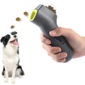 Grey pet snack catapult launcher measuring 18x7.5x3.5cm for treat ejection up to 3 metres