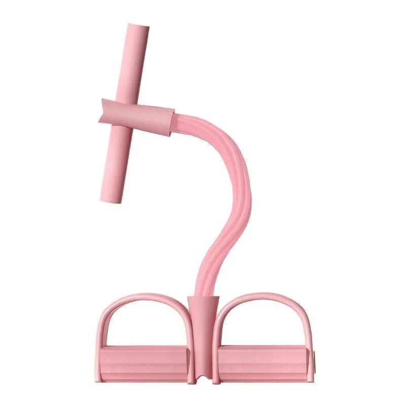 Purple TPR waist slimming tension device with pedal and puller rope for home fitness exercises.