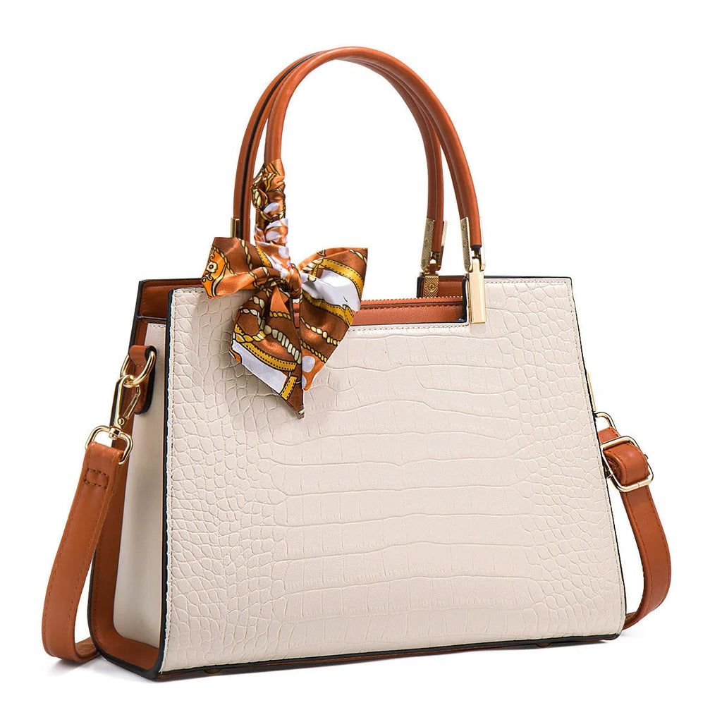 Milky white women's PU shoulder handbag with square shape and sewing line detailing