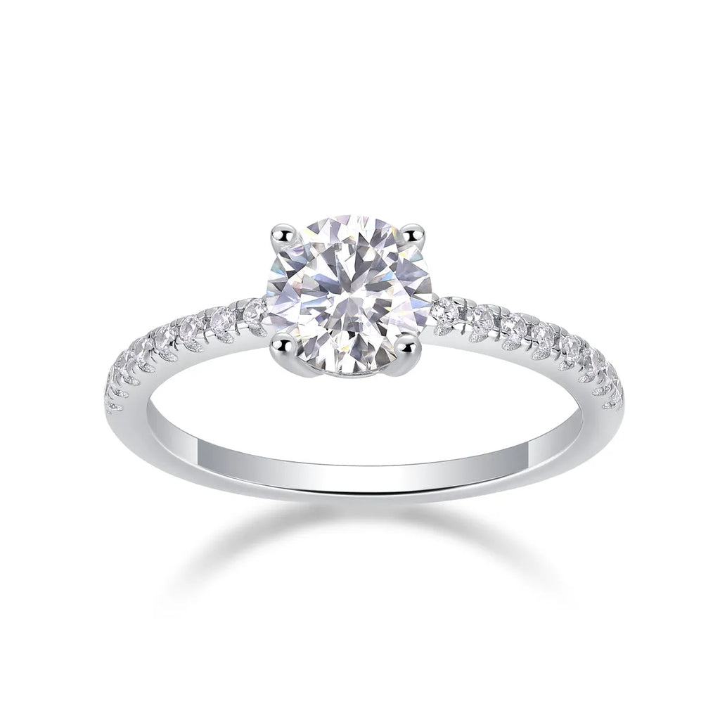 Moissanite wedding ring set with platinum-plated S925 silver, 1-10 carat stone, in gift box with GRA certificate
