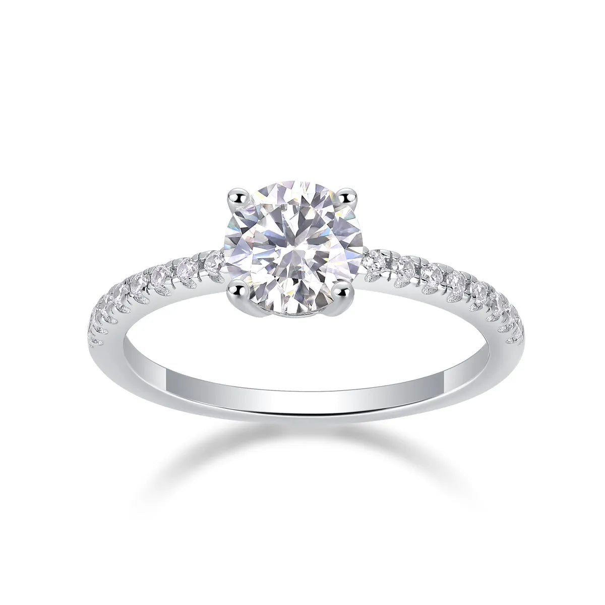 Moissanite wedding ring set with platinum-plated S925 silver, 1-10 carat stone, in gift box with GRA certificate