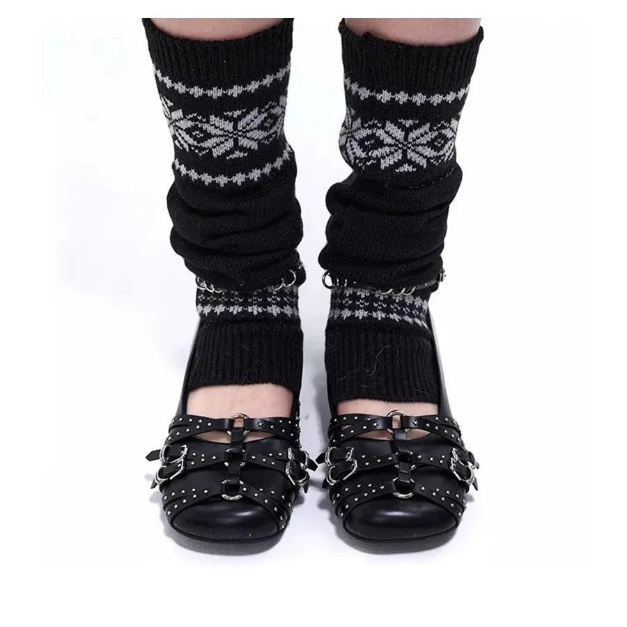 Women's black genuine leather retro pumps with buckle and low flat heel.