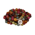 Lotus multi-layer bracelet with 108 alloy beads in tourmaline colour on adjustable string