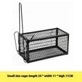 Automatic metal and plastic mouse cage trap shown in small, medium, and large sizes.