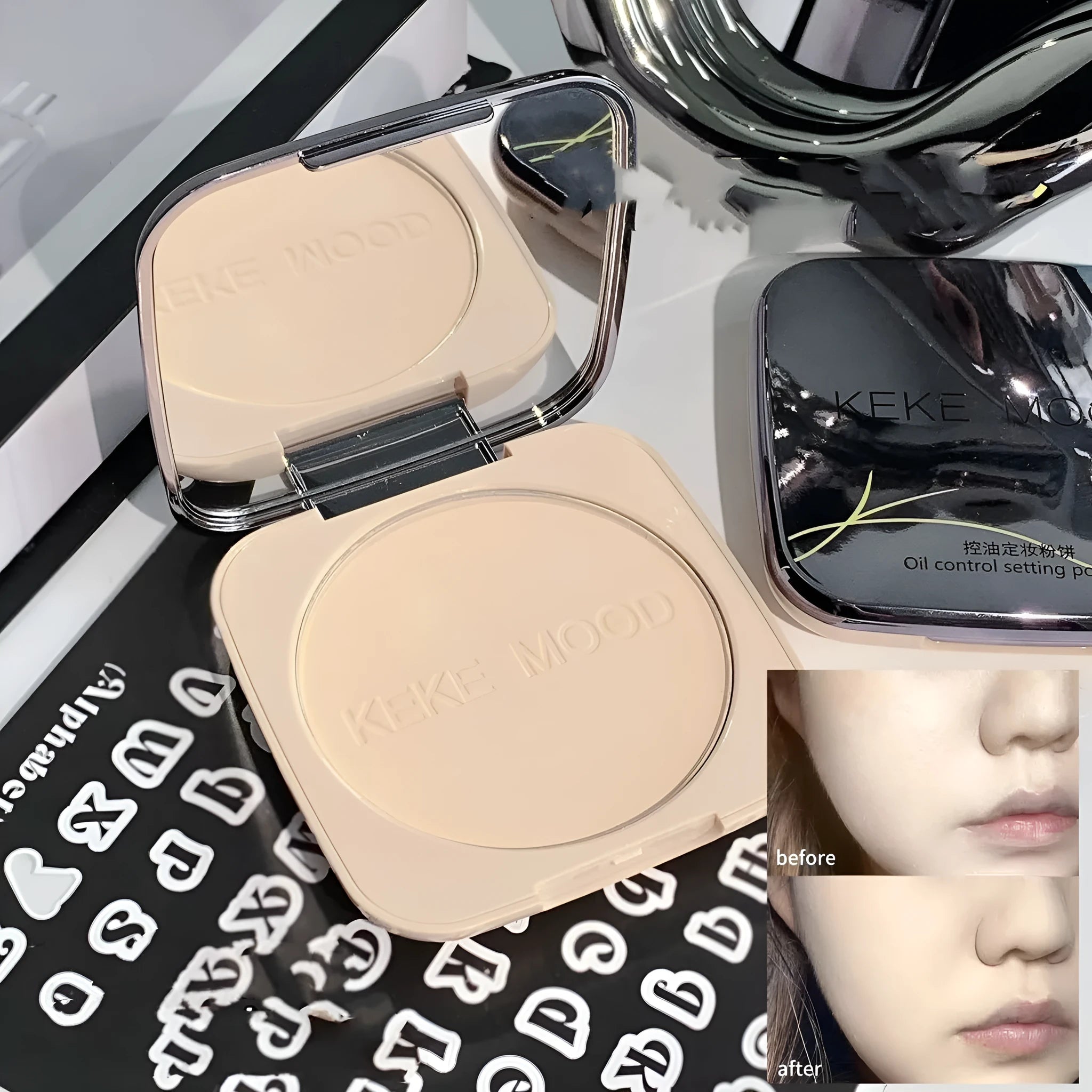 15g compact of oil control pressed powder in a natural matte shade for brightening skin.