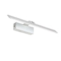 White wall-mounted LED mirror headlight with three-colour dimmable lighting above a bathroom mirror.