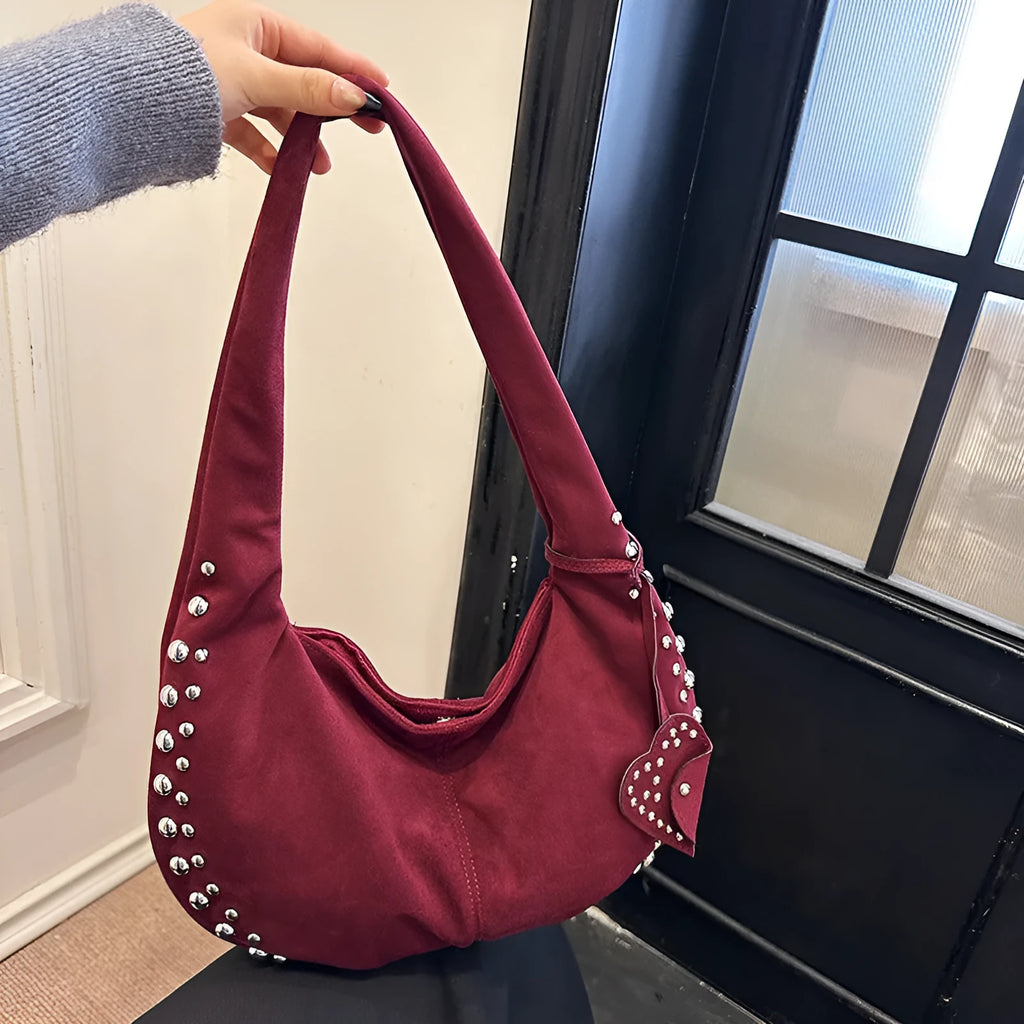 Soft plush strapless underarm tote handbag in retro style with multiple colour options