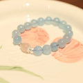 Women's aquamarine Fengjiu DIY bracelet with pink crystal fastening, Chinese style design