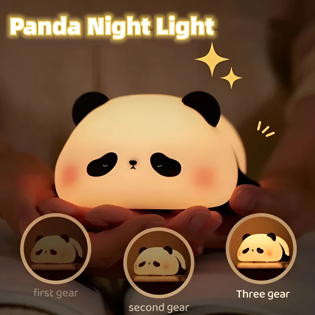 Cartoon panda head-shaped silicone night light for kids bedside