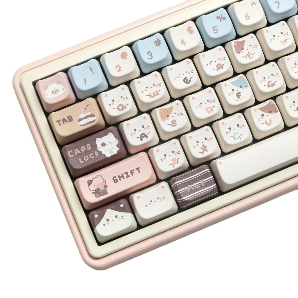 High Sea Salt Cat colour theme PBT plastic keycap set for mechanical keyboards, showing standard keys and a separate 7u spacebar.