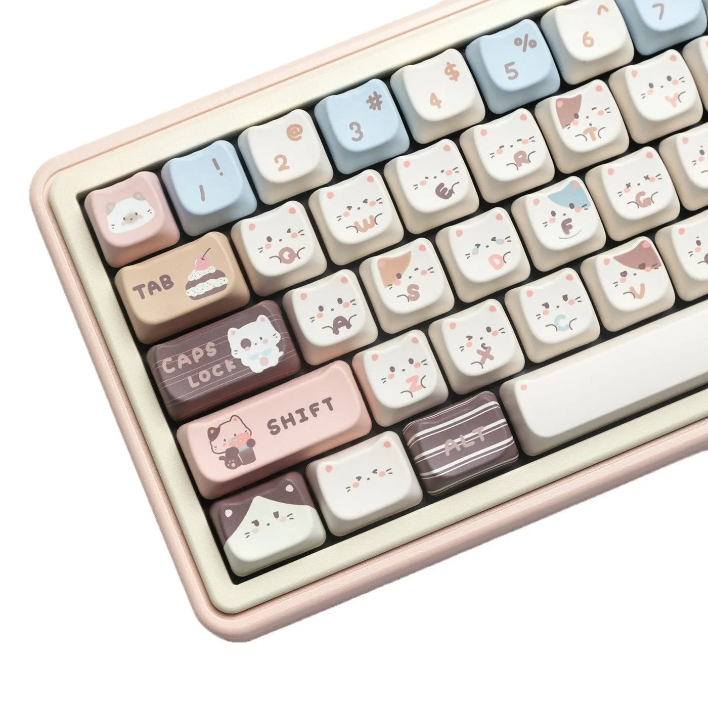 High Sea Salt Cat colour theme PBT plastic keycap set for mechanical keyboards, showing standard keys and a separate 7u spacebar.