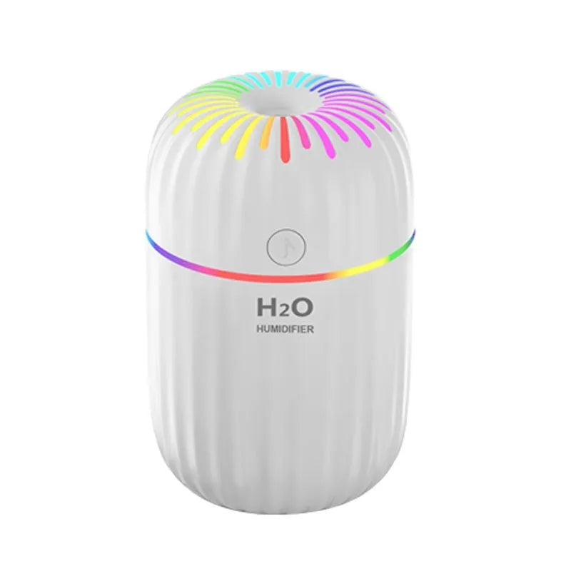 USB portable mini humidifier in white with 300ml water tank and compact design