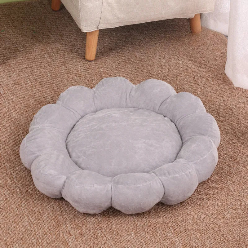 50cm square half-surrounded pet bed with plush fabric in multiple colour options