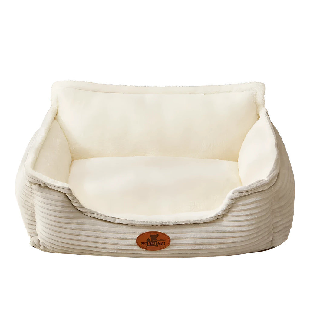 Universal four-season kennel for dogs and cats with removable cushion in coffee colour
