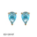 Drop-shaped brass gold-plated earrings with pear-shaped candy-coloured zircon stones
