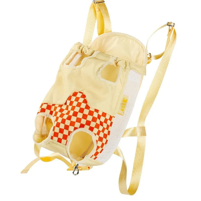 Soft non-woven polyester canvas pet chest backpack for cats in three colour options