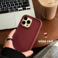 Frosted skin-feel silicone iPhone case showing textured surface and full-cover design