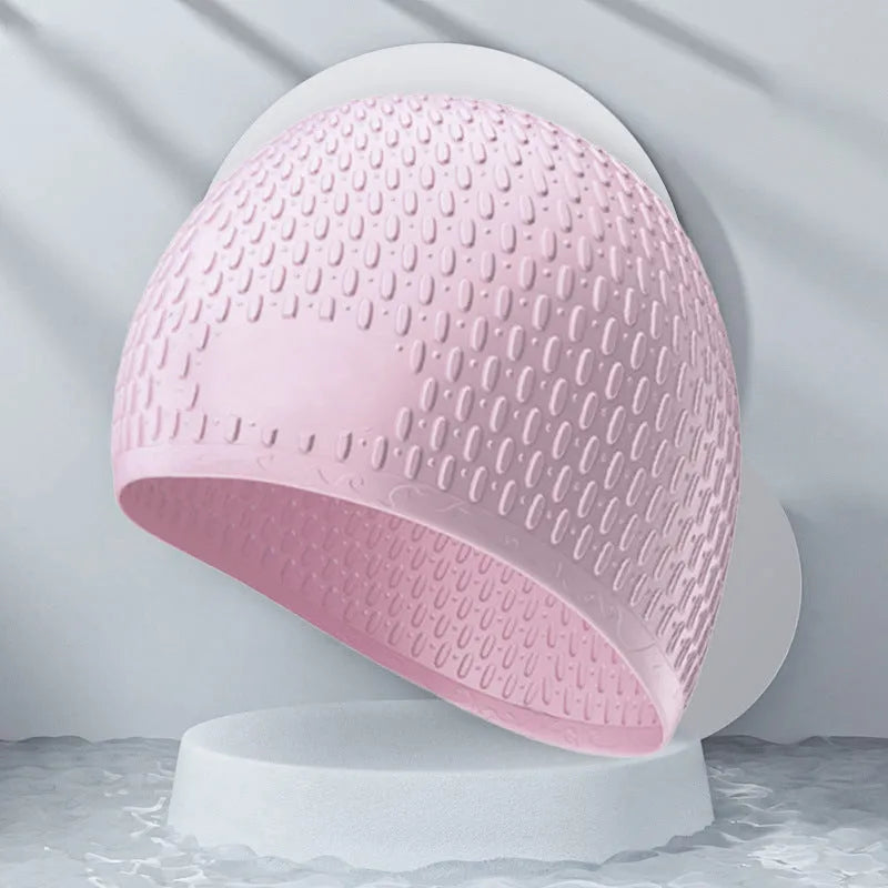 Silicone water drop design swimming cap for adults in multiple colour options