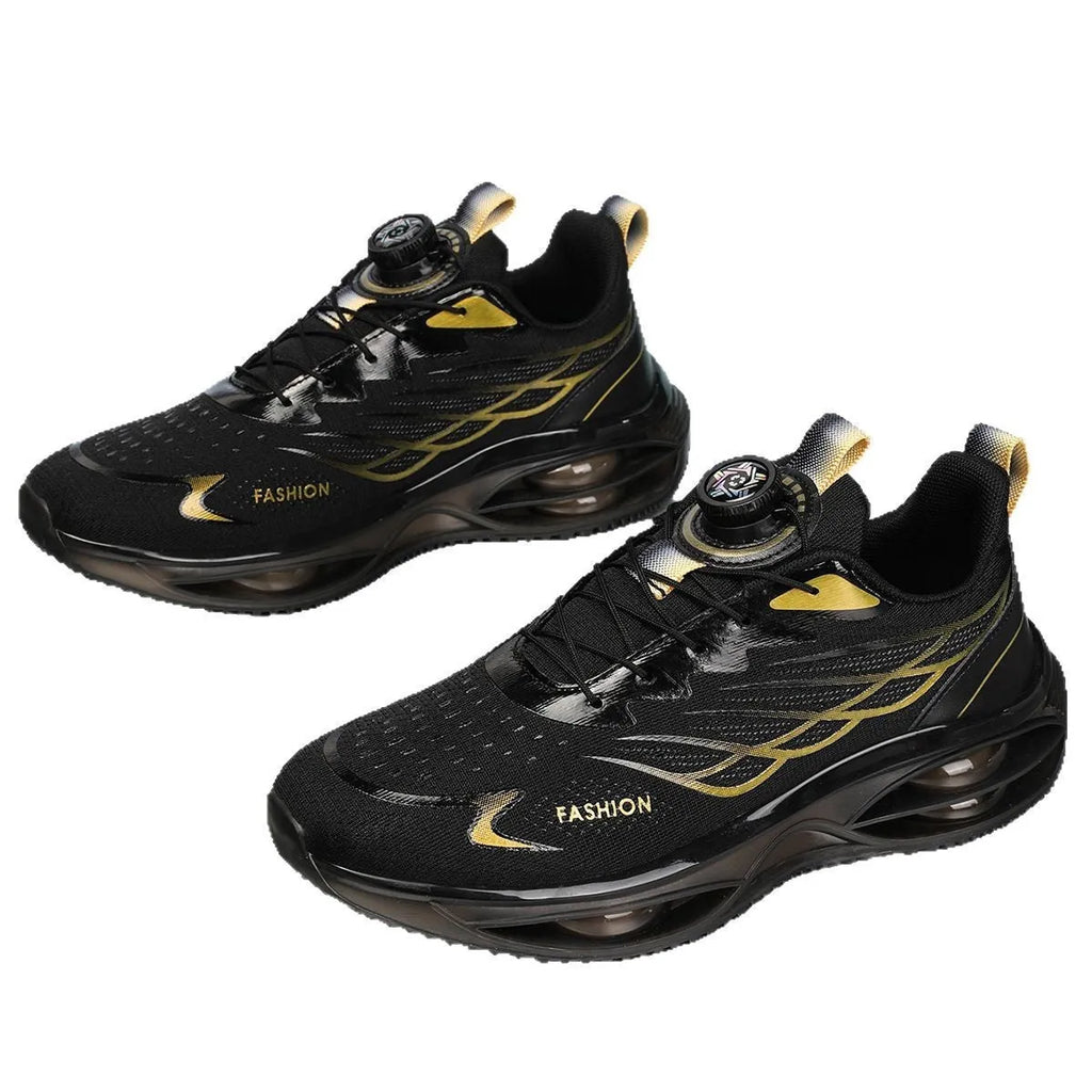Casual breathable mesh shoes with rubber sole in sky blue, black gold or white colours