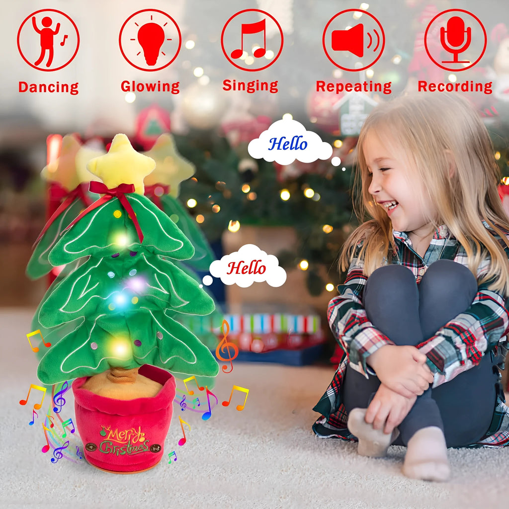 Soft dancing Christmas reindeer plush toy with recording and music functions, 32cm tall