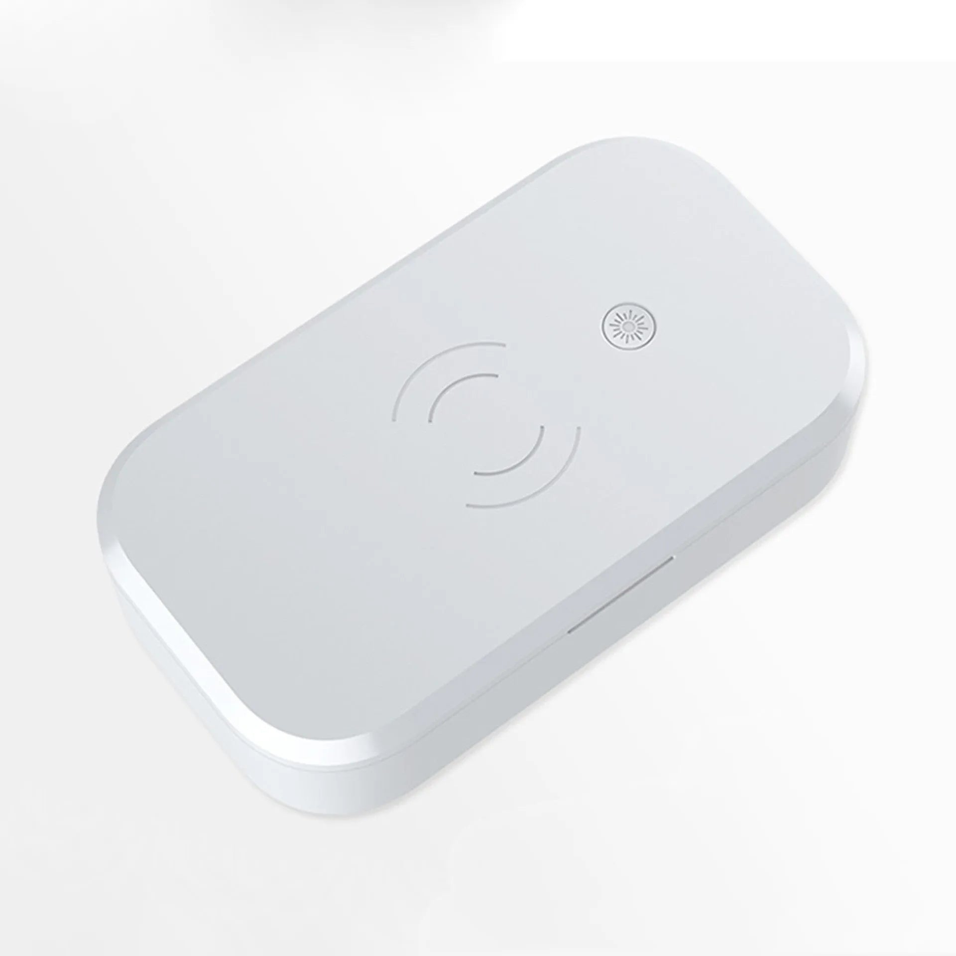 UV disinfection box with wireless charging for nail tools and mobile phones in ivory white colour