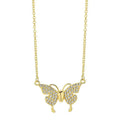 Women's magnetic snap butterfly necklace with twisted chain in gold or silver titanium steel
