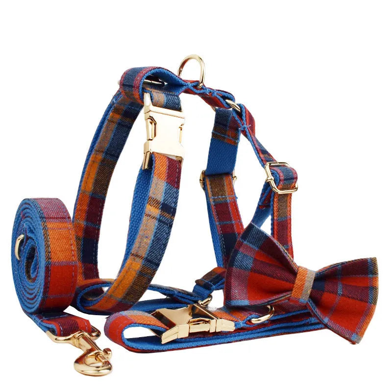Four-piece dog collar set with bow tie and vest in gentleman style