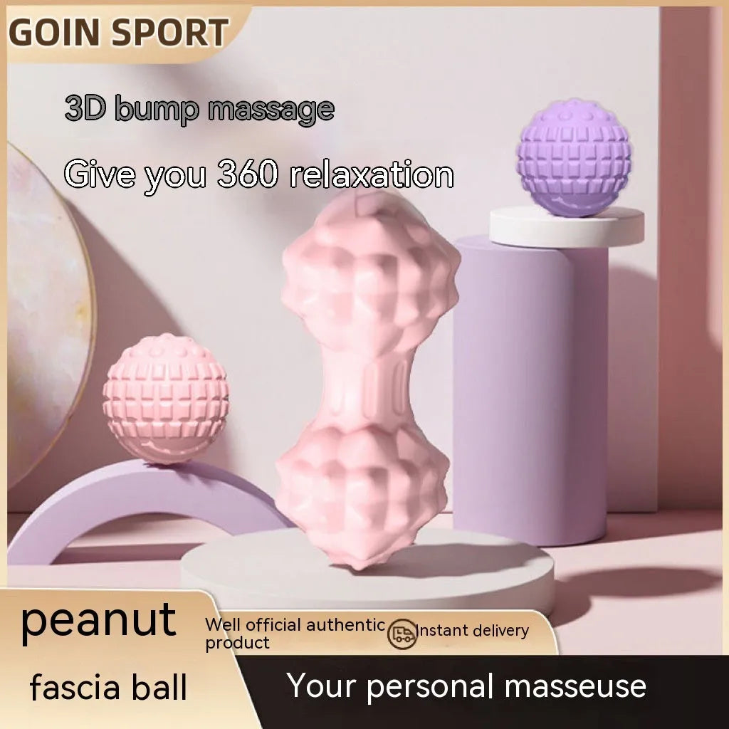 TPR foot massage ball set showing 6cm yoga balls and peanut massage balls in blue colour option