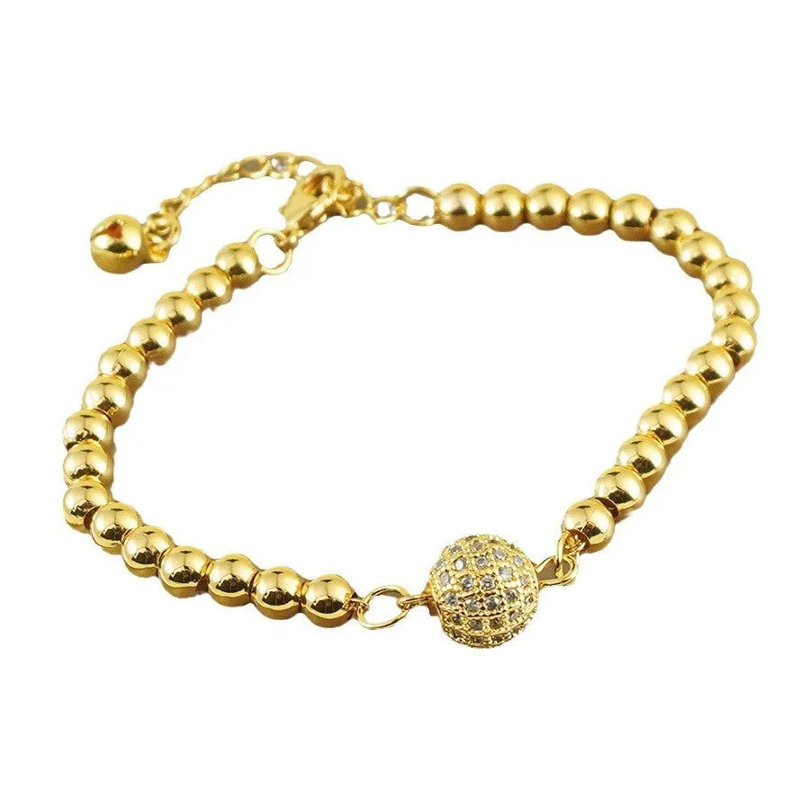 Arabic style copper bracelet with heart-shaped design and zircon stones for women