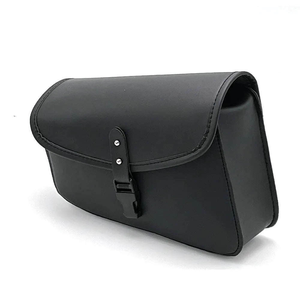 Black PU leather motorcycle swingarm saddlebag mounted on Sportster