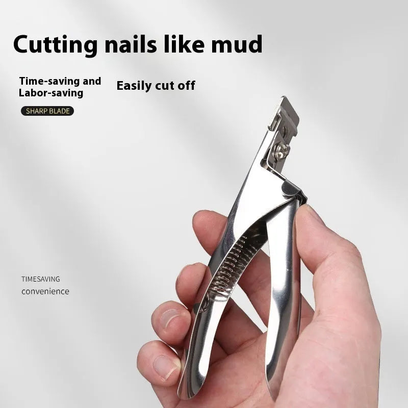 Titanium French manicure scissors with U-shaped tip and stainless steel construction
