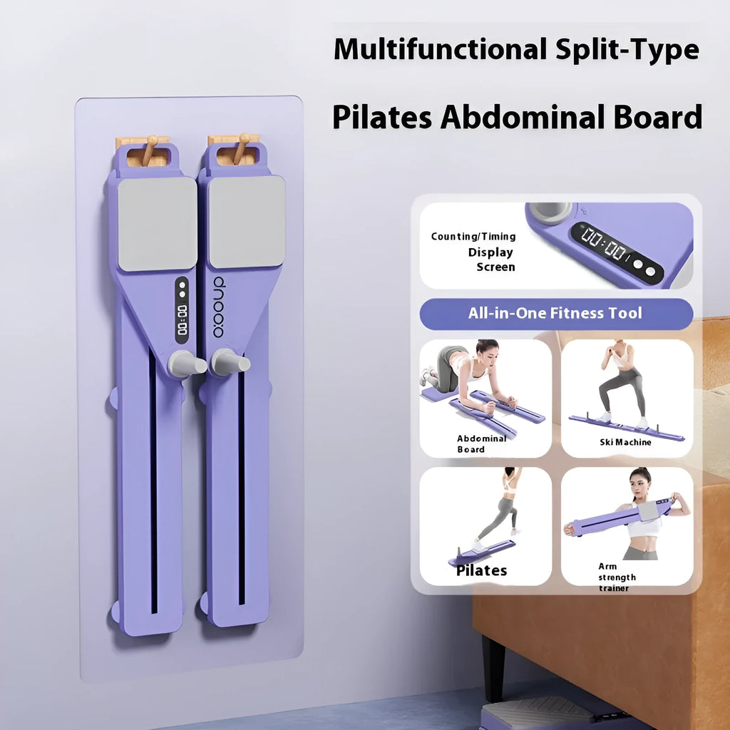 Purple and pink multifunctional split skiing machine trainer with an 85 cm supine board.