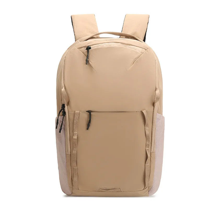 Waterproof Taslan composite cloth backpack with curved shoulder strap in solid colour.