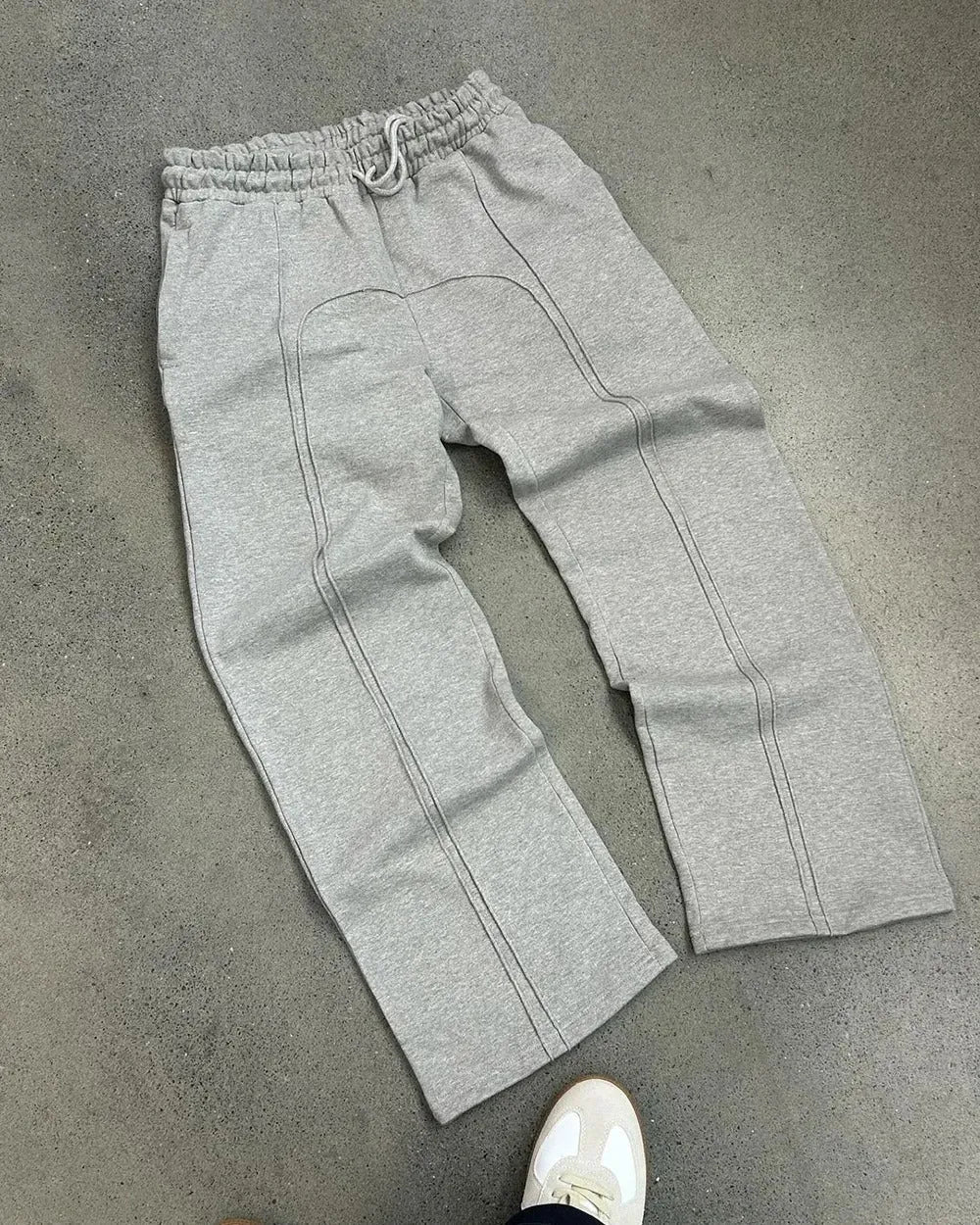 Men stretch rope sweatpants casual trousers loose fit quilting craft polyester black
