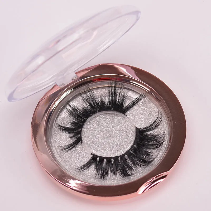 Affectionate brand black 5D mink false eyelashes with a hair storage cap and double-headed brush.