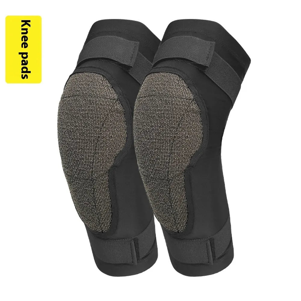 X-ray diffraction ski protective gear set showing slim hip pads and knee pads for multi-sport impact protection