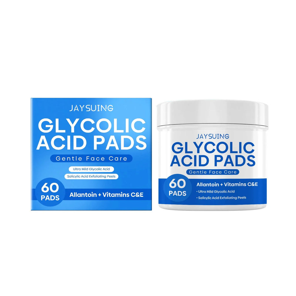 Glycolic acid cotton cloth pads pack with 60 pre-soaked treatment pads for facial exfoliation