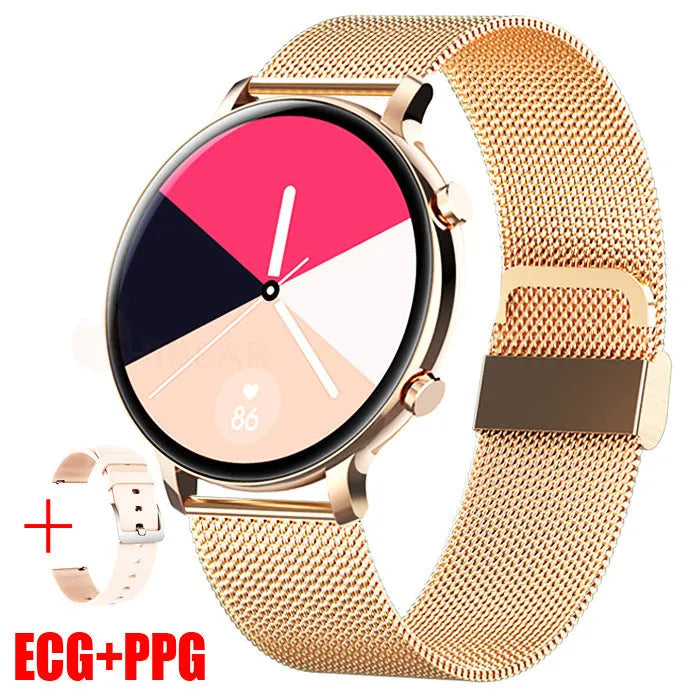 Black Bluetooth smartwatch with stainless steel strap on a wrist, showing call and heart rate display.