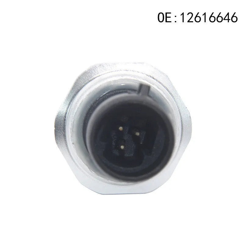 General Motors fuel pressure sensor with metal construction and silver finish