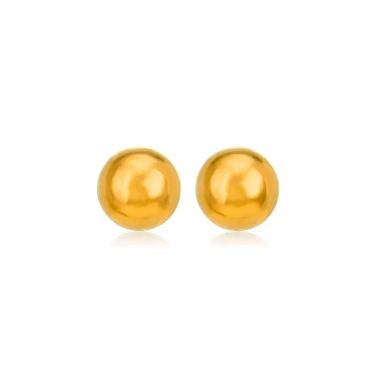 Stainless steel ball stud earrings in gold or silver plating, 3mm to 6mm sizes