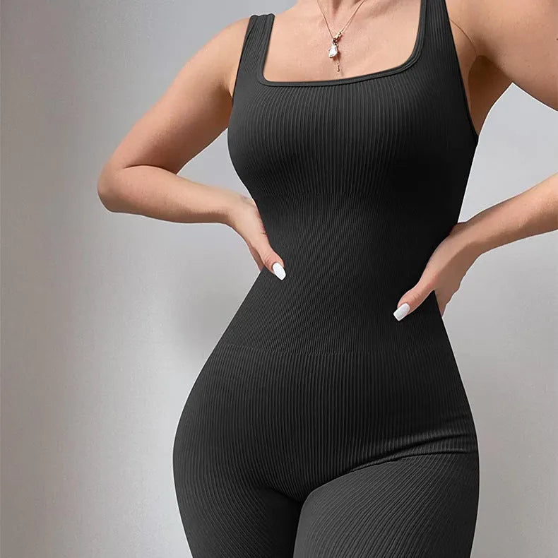 Women's waist-length suspender tank top tights in spandex with decorative buttons