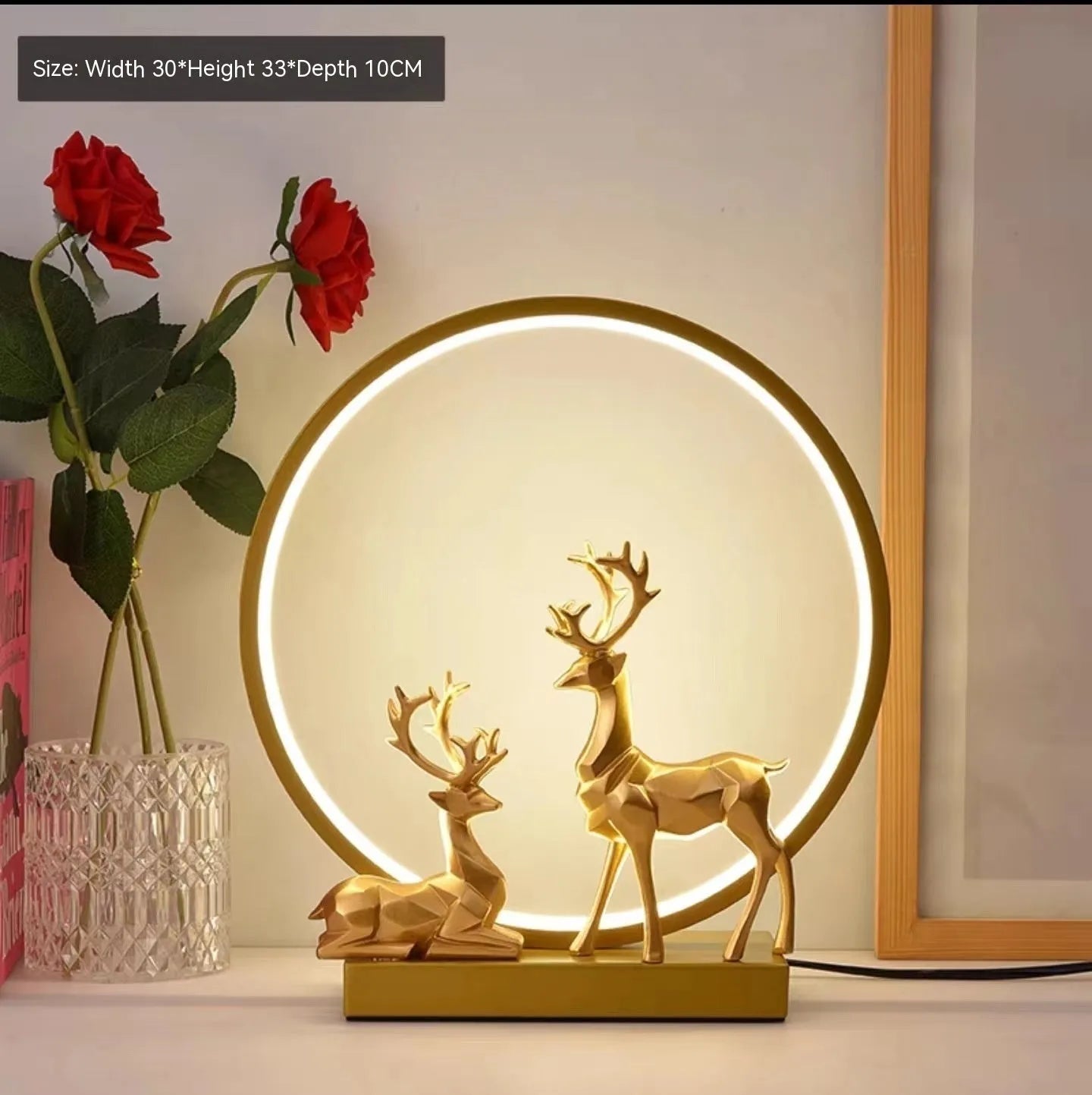 Modern bride dowry lamp in noble gold or white with button or remote control switch.