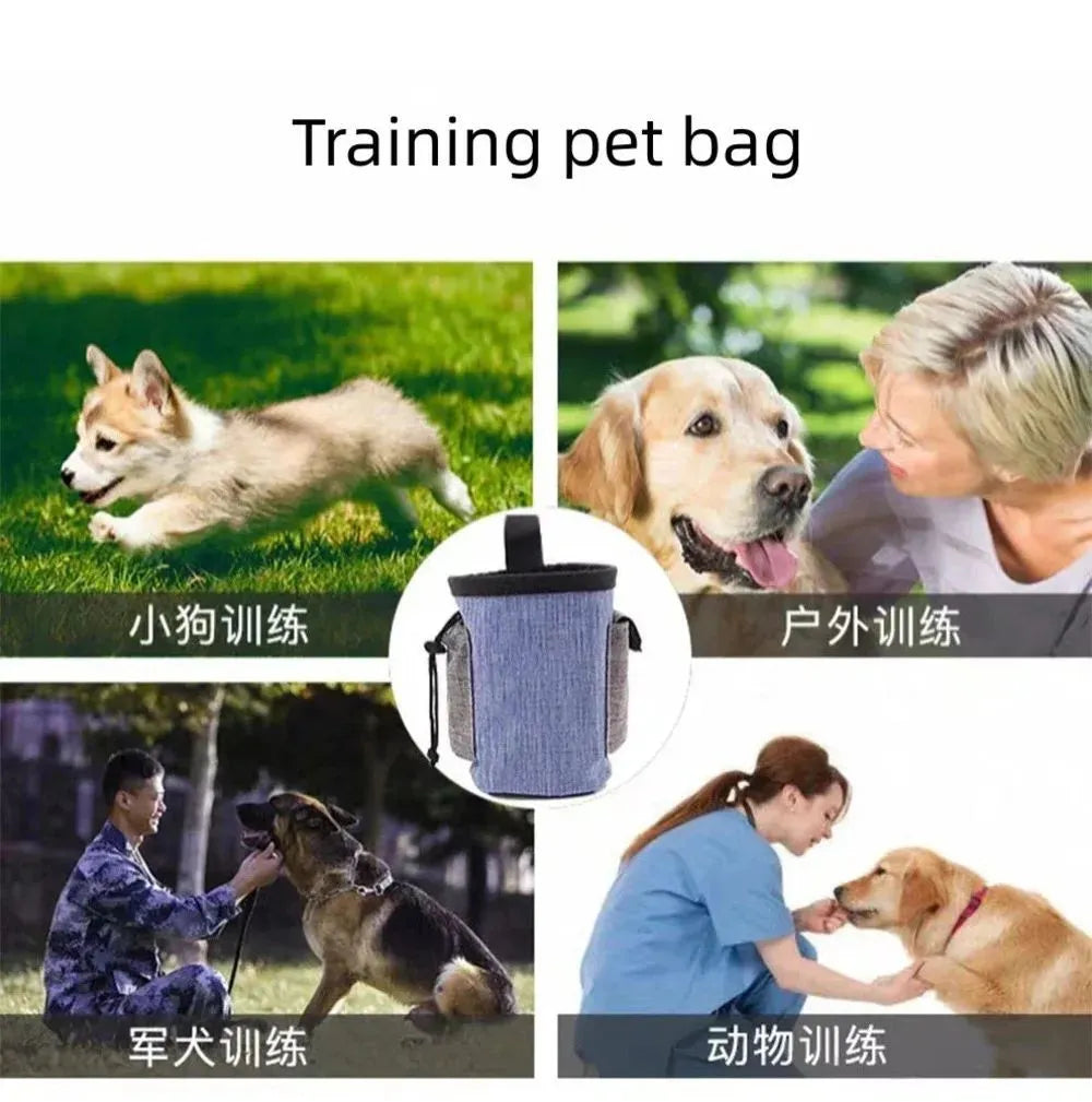 Portable waterproof pet waist bag with belt clip in blue, brown, and red colour options