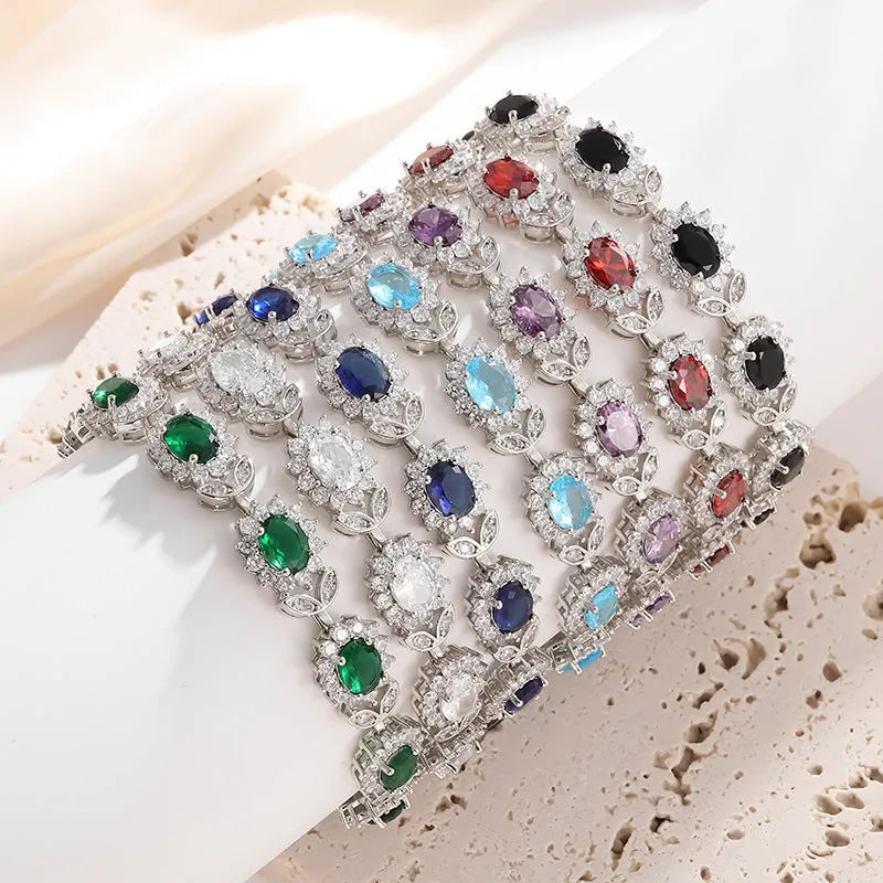 Women's simple inlaid zircon bracelet in electroplated environmentally friendly alloy