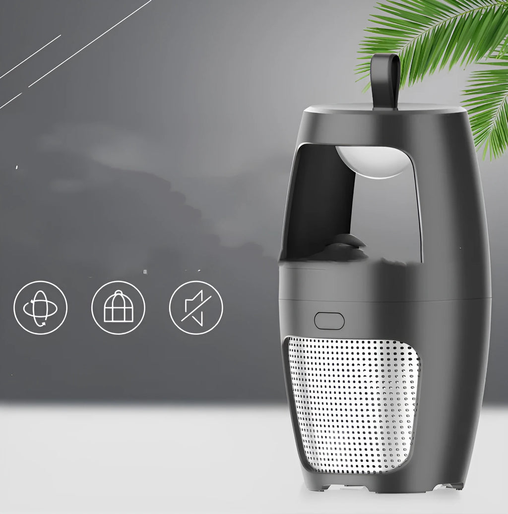 Black or white USB rechargeable indoor mosquito killer lamp with compact square design.