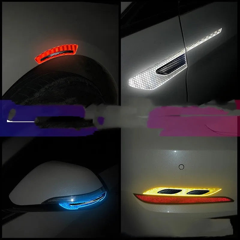 Blue reflective warning tape strips for car bumper and wheel protection measuring 17mm wide