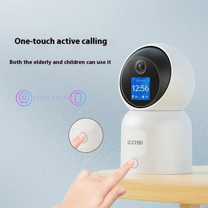 Wireless indoor security camera with plastic housing and screw bracket for mounting