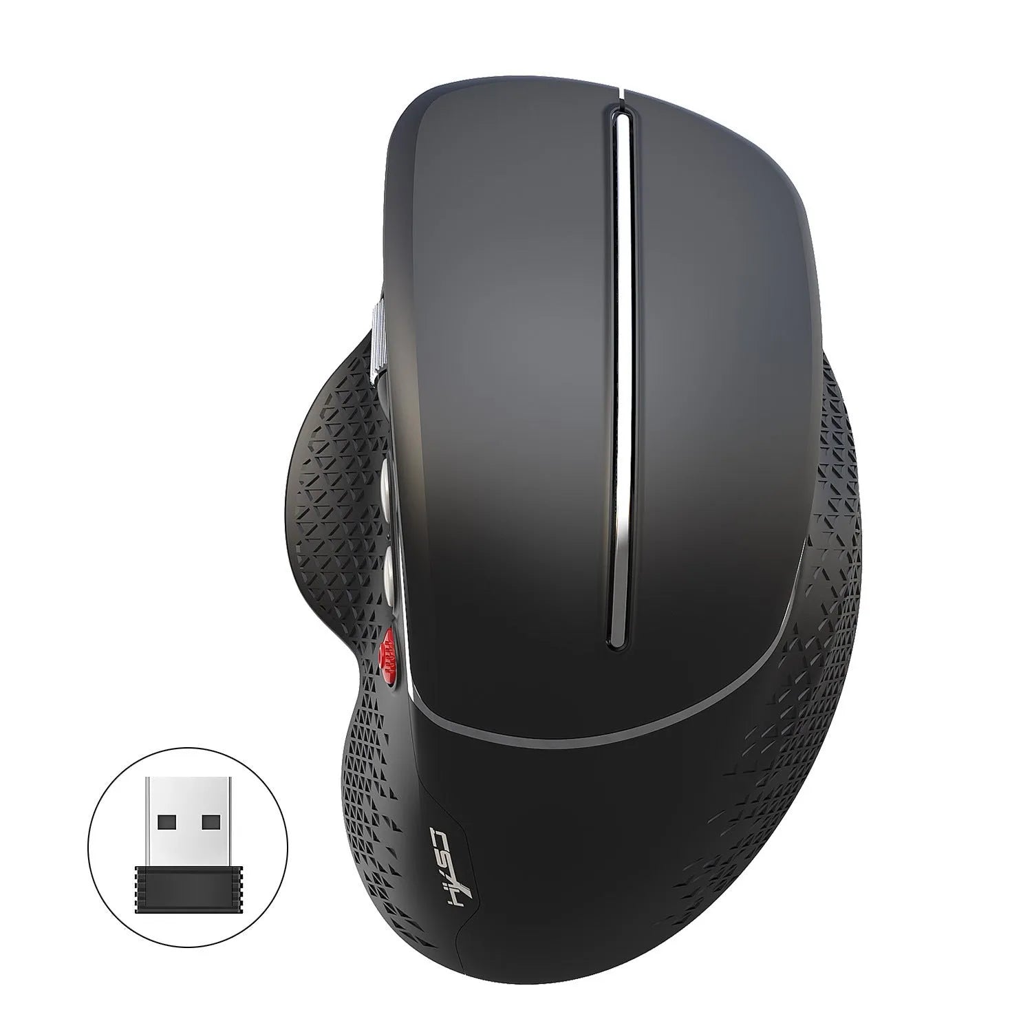 T32 Wireless Vertical Ergonomic Mouse in black or silver showing side roller and vertical design.