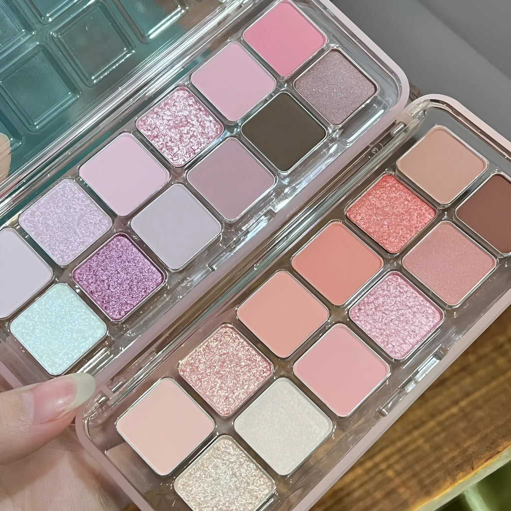 Creative Home 12-colour eye shadow palette showing peach apple or cherry plum shade options