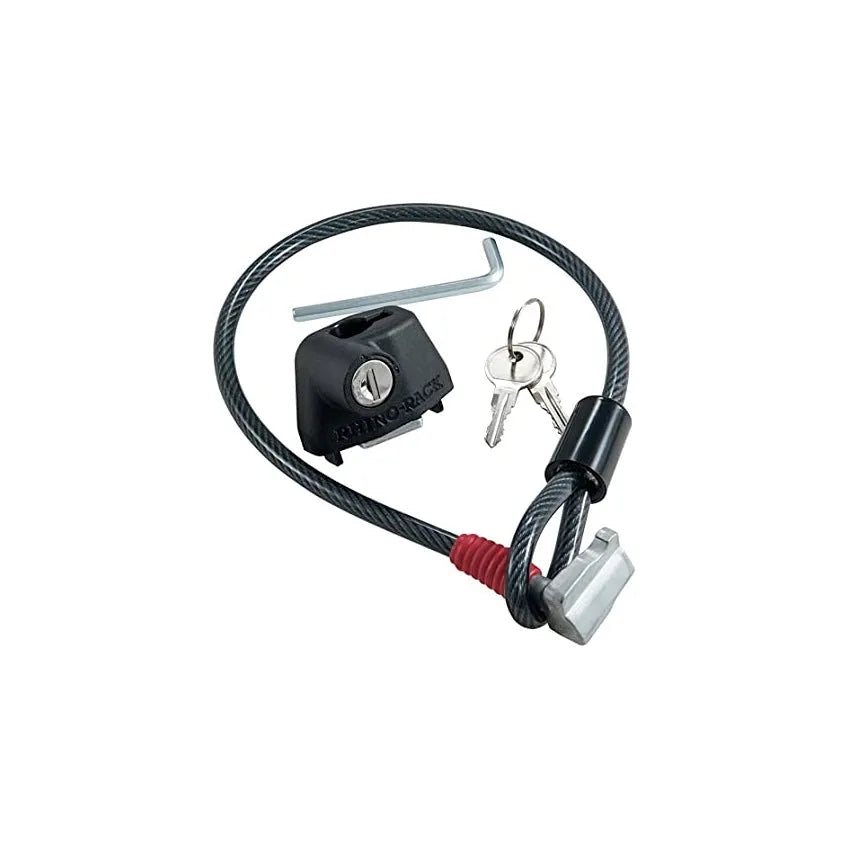 Roof platform steel cable lock with plastic sheathing for outdoor equipment security